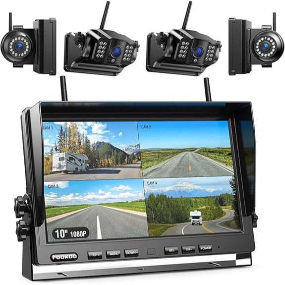 Fookoo 1080P 10 Wireless Backup Camera System