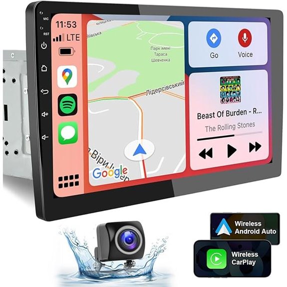 10-Inch Double Din Touchscreen Car Stereo with Apple CarPlay