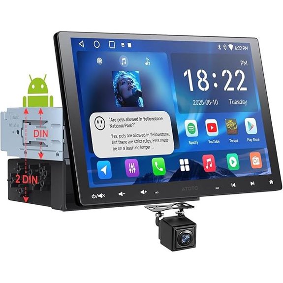 A5L 10-inch Double DIN Car Stereo with Wireless Carplay