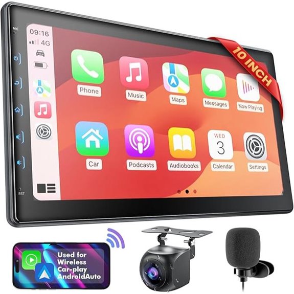10-Inch IPS Touch Car Stereo with Wireless Carplay