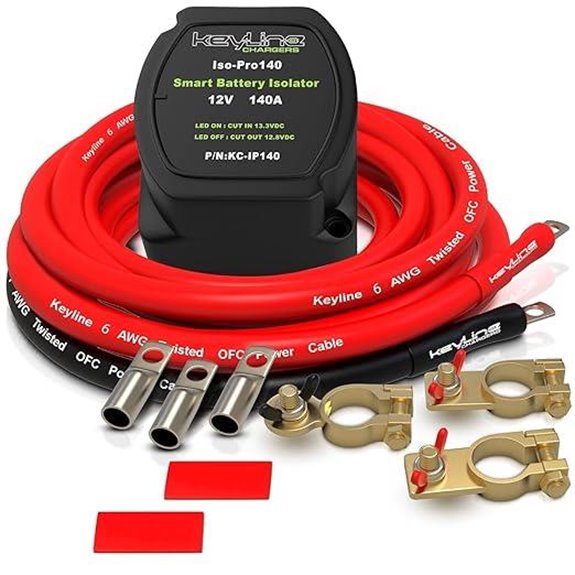 Dual Battery Isolator Kit 12V with 140A Voltage Sensitive Relay