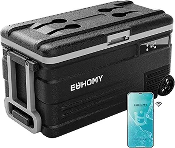 EUHOMY 12V Portable Fridge 80QT APP Control Cooler