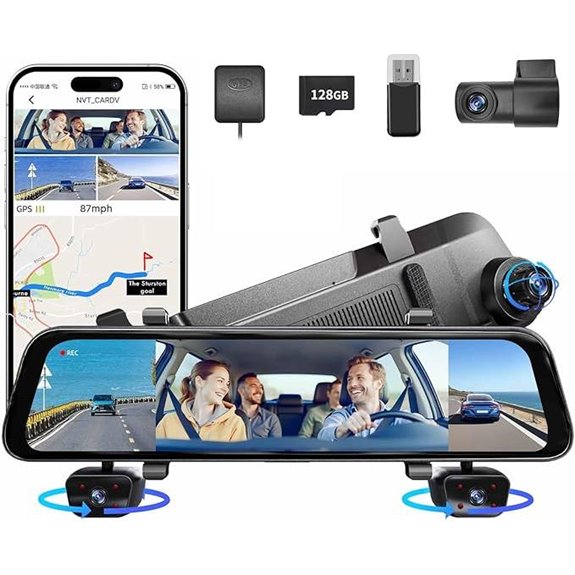 2025 12 4-Channel Mirror Dash Cam with Night Vision