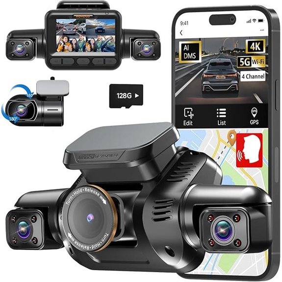 AI Dash Cam 360° 4K with Driver Monitor System