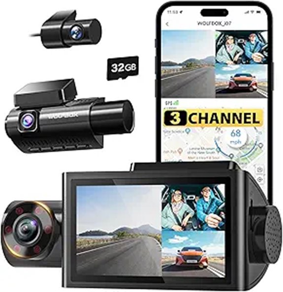 WOLFBOX i07 3-Channel 4K Dash Cam with GPS