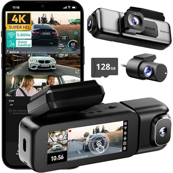 BOTSLAB 3-Channel 4K Dash Cam with GPS and WiFi
