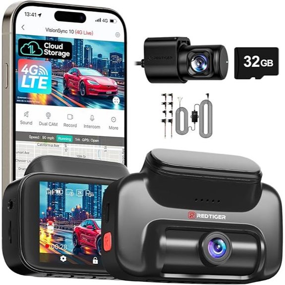 REDTIGER 4G LTE Dash Cam with Live Stream and GPS