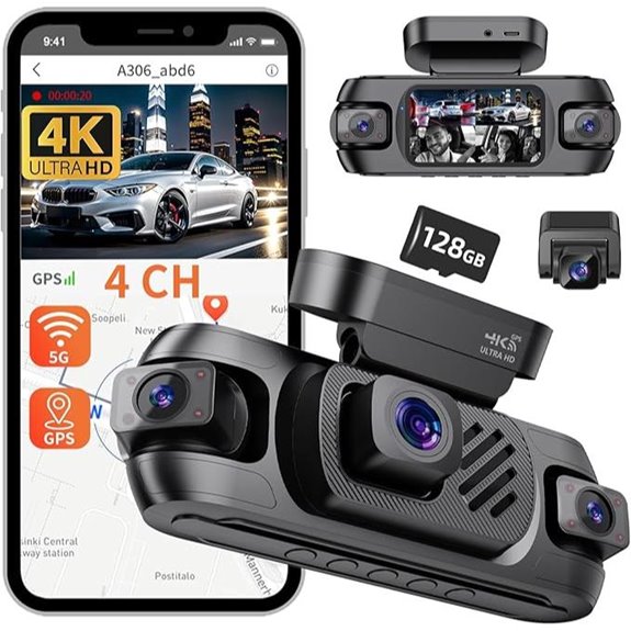 4K 360° Dash Cam with GPS & Night Vision