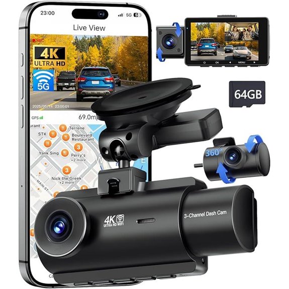 QCONTROL 4K 5G WiFi Dash Cam with Night Vision