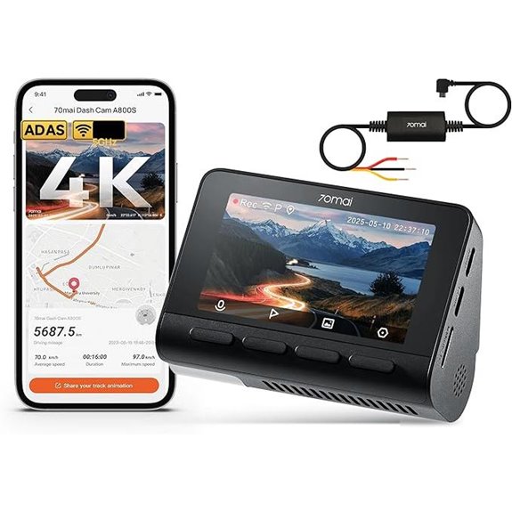 A800S+UP02 4K Dash Cam with GPS and Night Vision