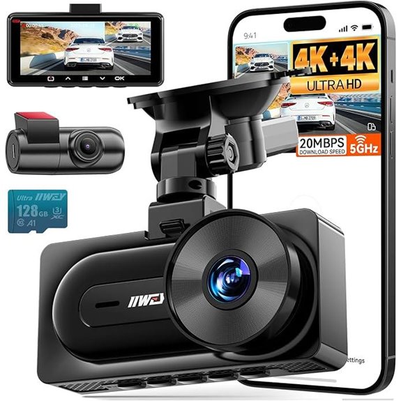 IIWEY 4K Dash Cam with GPS WiFi SD Card