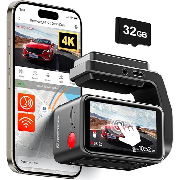 REDTIGER F4 4K Dash Cam with GPS and Night Vision