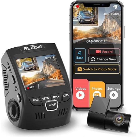 Rexing V1P 4K Car Dash Cam with Rear Camera