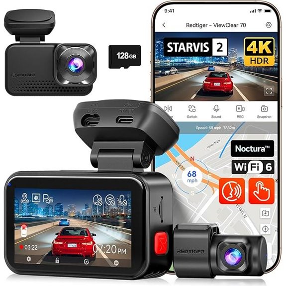 REDTIGER ViewClear 70 4K+2.5K Dash Cam with WiFi