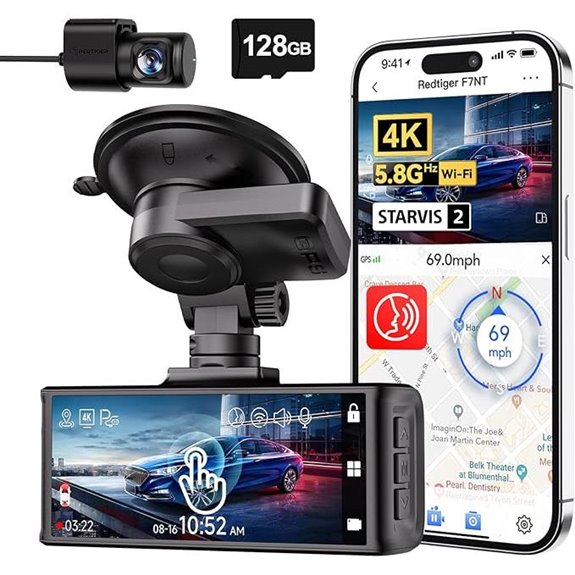 REDTIGER 4K Dual Dash Cam with GPS and WiFi