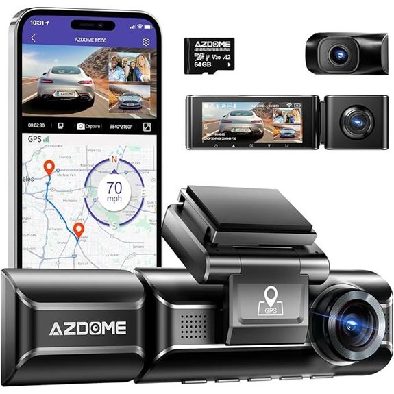 AZDOME M550 3-Channel 4K Dash Cam with GPS