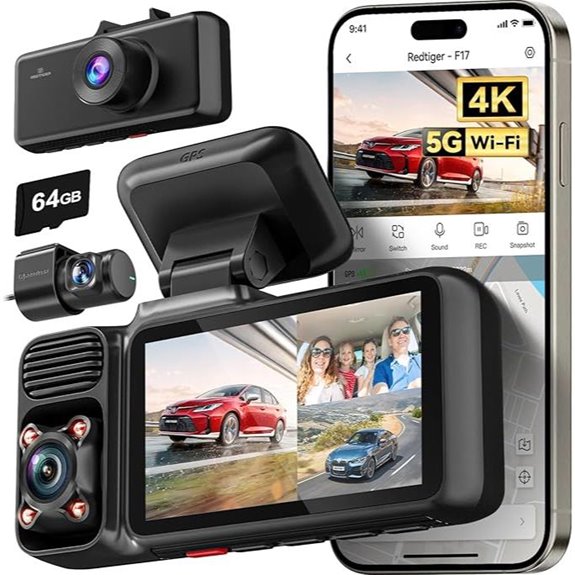 4k gps 3 channel dash cam