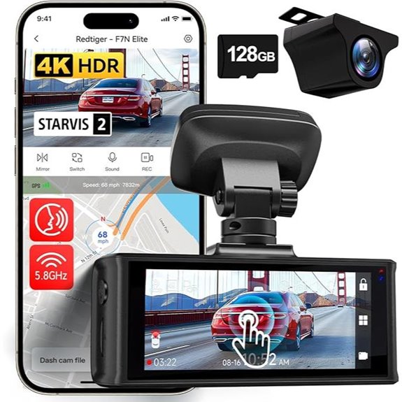 REDTIGER 4K HDR Dash Cam with WiFi and GPS