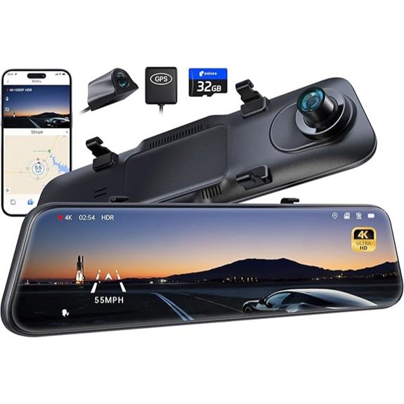Pelsee P12 Pro 4K Mirror Dash Cam with GPS