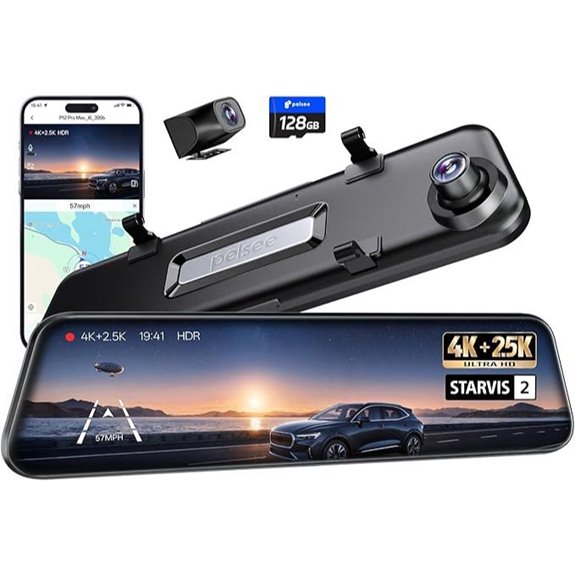 Pelsee 4K+2.5K Mirror Dash Cam with WiFi