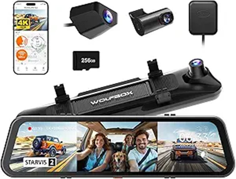 WOLFBOX G900 Tripro 4K Mirror Dash Cam with WiFi