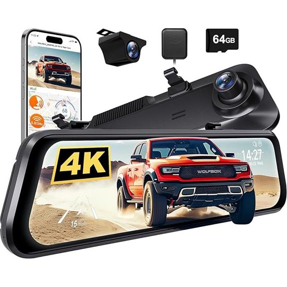 WOLFBOX G850 PRO 4K Mirror Dash Cam with GPS