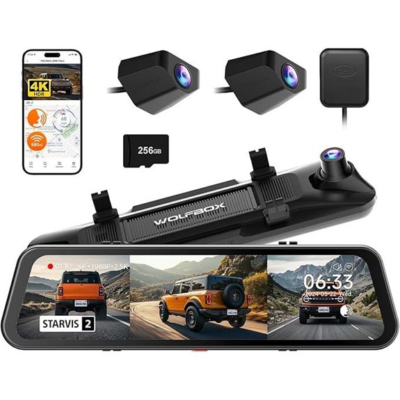 WOLFBOX G900 Tripro 4K Mirror Dash Cam with GPS
