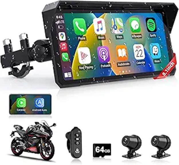 8.1 4K Motorcycle CarPlay Screen with Dash Cam