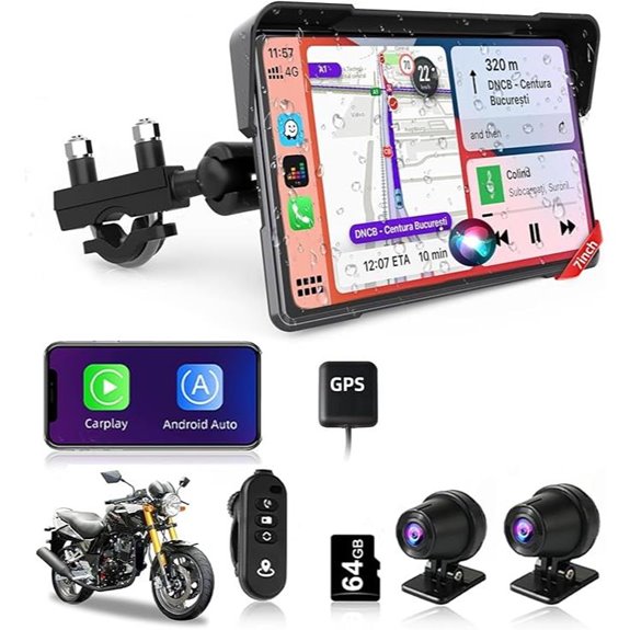 7 4K Dash Cam with GPS & Wireless Auto for Motorcycle