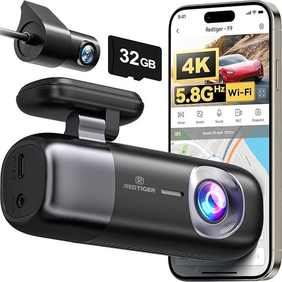 REDTIGER F9 4K Dual Dash Cam with Night Vision