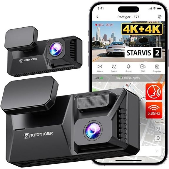 REDTIGER F77 4K Dash Cam with Night Vision and GPS