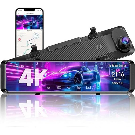 4K Rear View Mirror Camera Dash Cam with WiFi