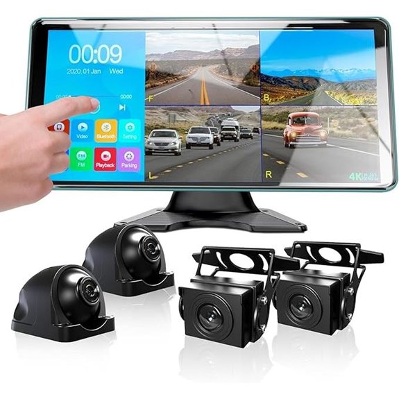 4K 4CH Dash Cam with Touch Screen and Cameras