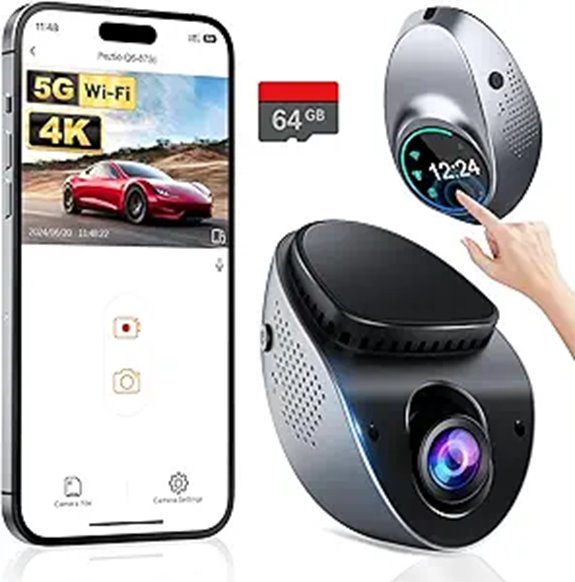 4K Dash Cam with Touch Screen and 5G WiFi