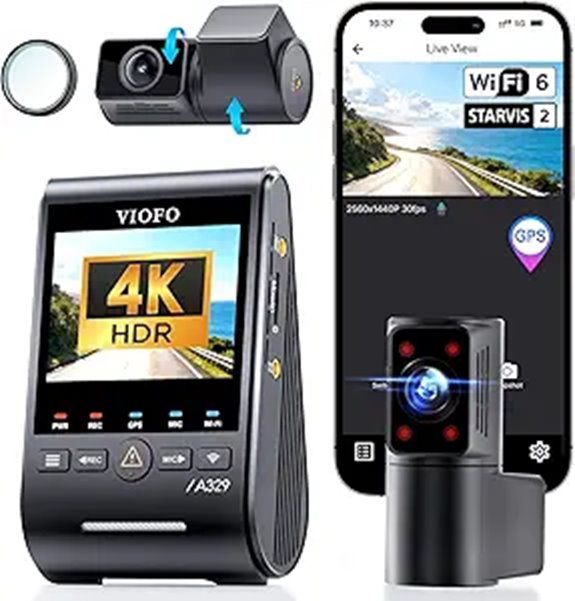 VIOFO A329S 4K 3-Channel Dash Cam with Wi-Fi