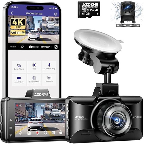 AZDOME M01 Max 4K Dash Cam with Wi-Fi & Parking