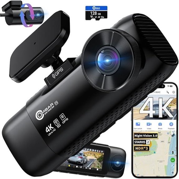 OMBAR T1 4K 3-Channel Dash Cam with WiFi