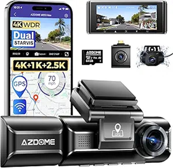 AZDOME M550 Max 4K 3-Channel Dash Cam with WiFi