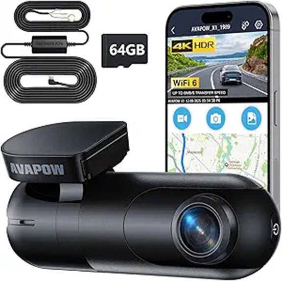 AVAPOW 4K Dash Cam with WiFi Night Vision 64GB