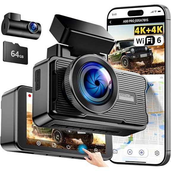 JOMISE 4K+4K Dash Cam with WiFi GPS Night Vision