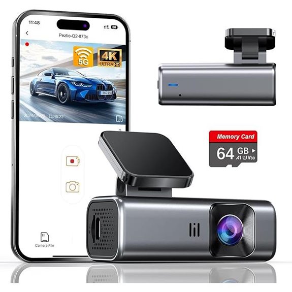 4K Dash Cam with WiFi Night Vision 64GB Included