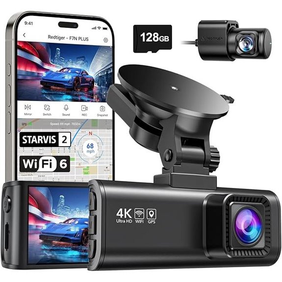 Redtiger 4K Dash Cam with WiFi and Night Vision