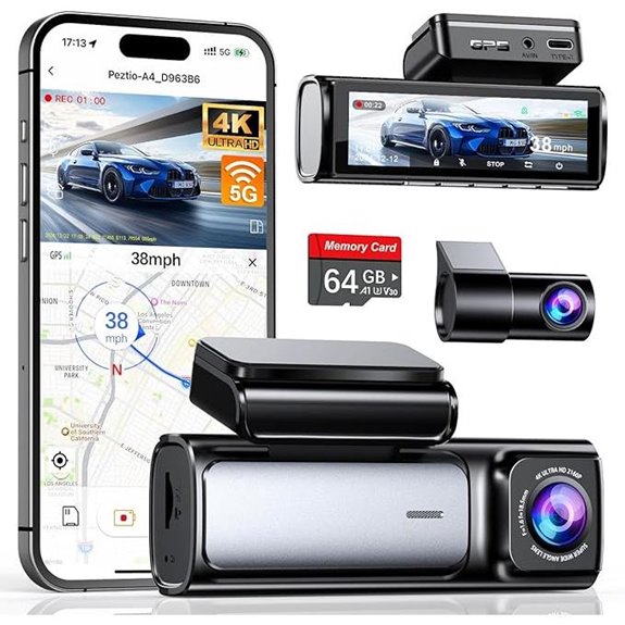 4K Dual Dash Cam with WiFi GPS Night Vision