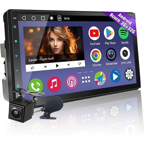 7-Inch Android Double DIN Car Stereo with Backup Camera