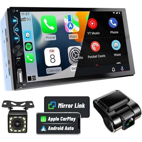 Leadfan 7-Inch Double Din Car Stereo with Dash Cam