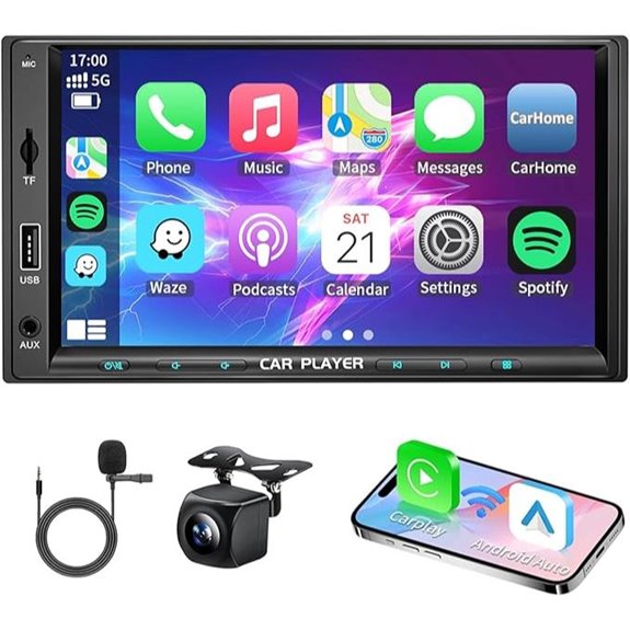 7-Inch Double Din Car Stereo with Touch Screen and Bluetooth