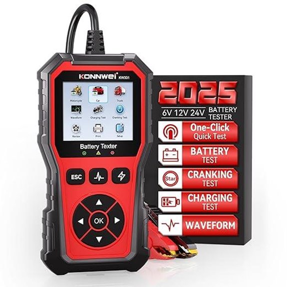 KONNWEI KW331 Car Battery Tester with Cloud Printing