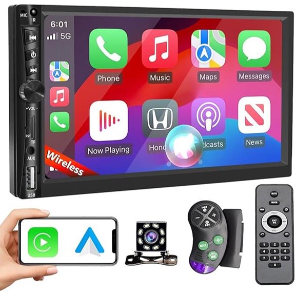 Upgrade 7 Double Din Car Stereo with CarPlay & Backup Camera