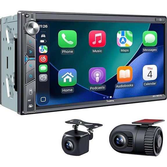 SJoyBring Double Din Car Stereo with Dash Cam