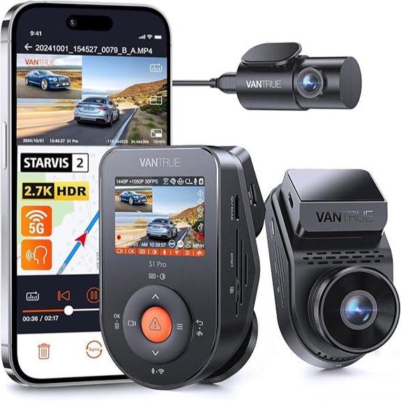 Vantrue S1 Pro AI Dash Cam with Dual 1440P Cameras